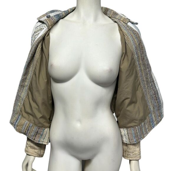 Vintage Silk Yak Magik Decoration Striped Jacket Light Open Coat Blazer Pockets - Picture 9 of 11